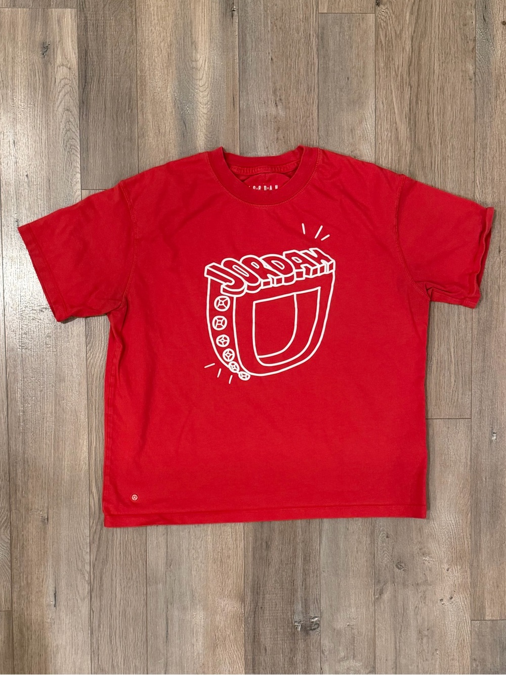 Jordan Red Short Sleeve Tee with White Graphic